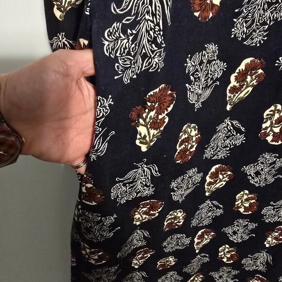 Beene Bazaar Vintage 70's Geoffrey Beene Maxi Pullover Shirt Dress Dark Floral - Picture 10 of 13